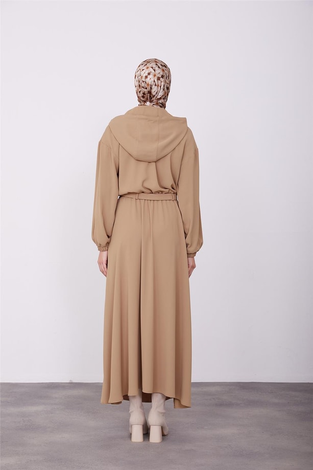 Armine Seyyar Kuşaklı Etekli Rahat Takım 23K6716 Camel