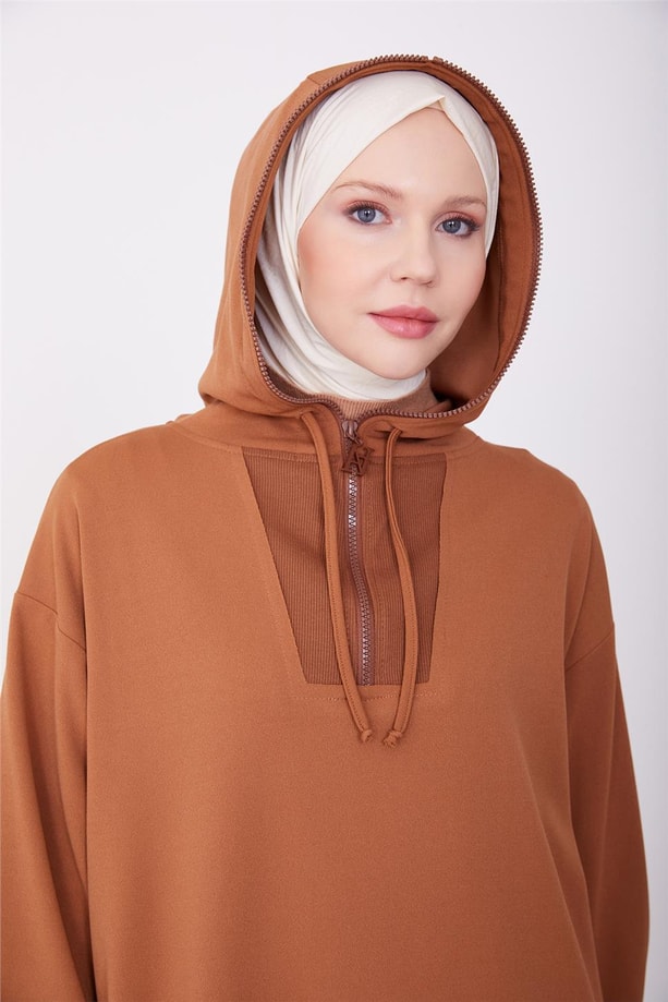 Armine Fermuar ve Kaşkorse Detaylı Takım 23K6723 Taba