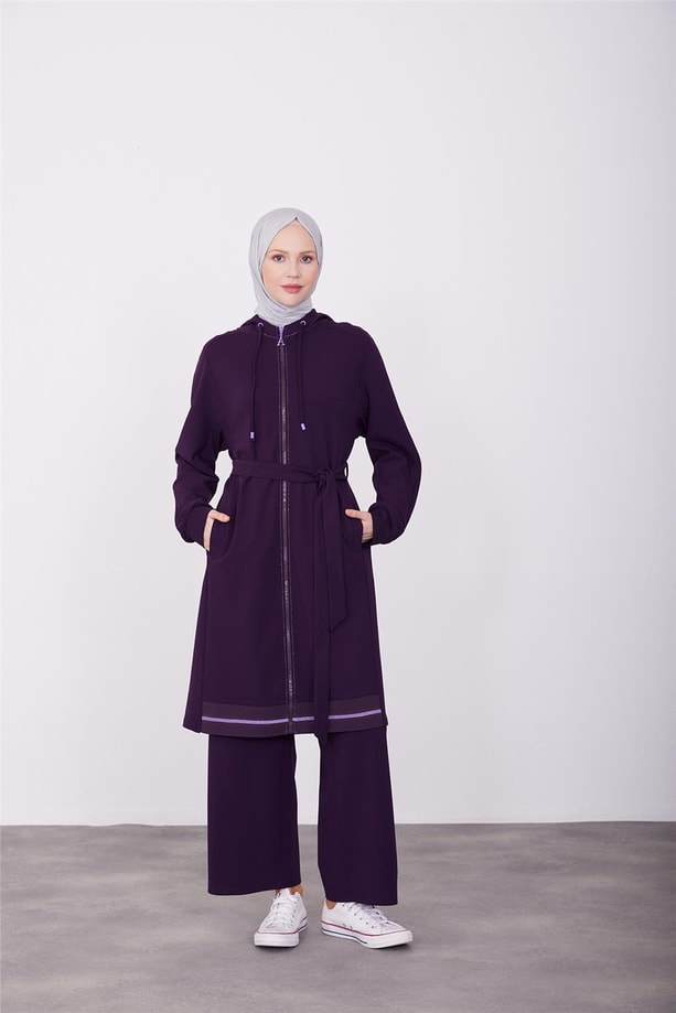 Armine Ribana Detaylı Örme Takım 23K6724 Mor