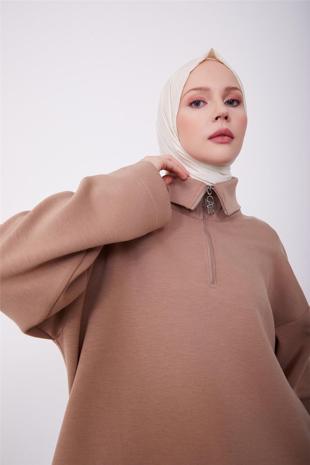 Polo Yaka Örme Bluz Pantolon Takım 23K6730 Latte