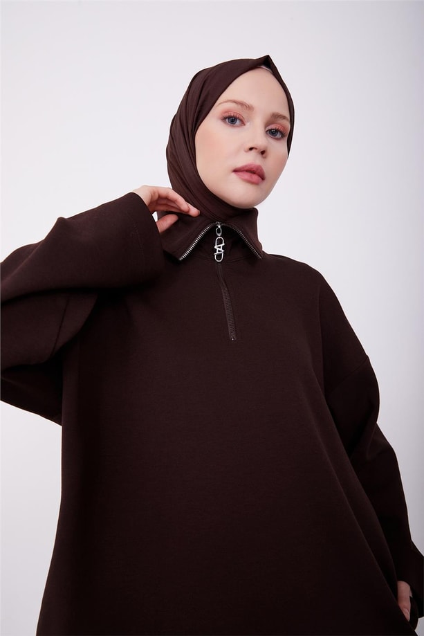 Polo Yaka Örme Bluz Pantolon Takım 23K6730 Acı Kahve