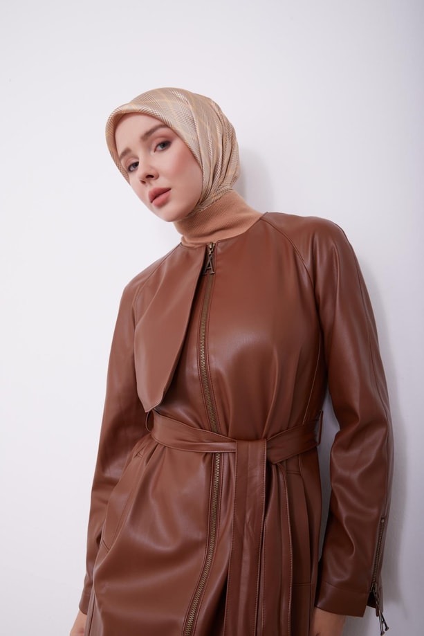Armine Aller Detaylı Fermuarlı Deri Kap 23K7104 Taba