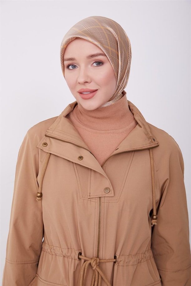 Beli ve yakası büzülebilir kap 23K7117 Camel
