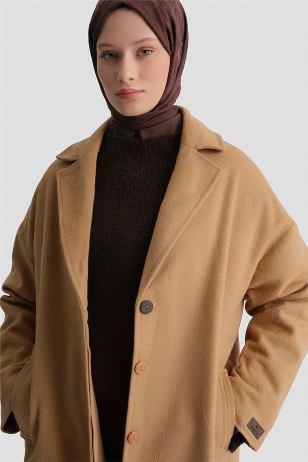 Armine Tek Düğmeli Kaban 23K7202 Camel