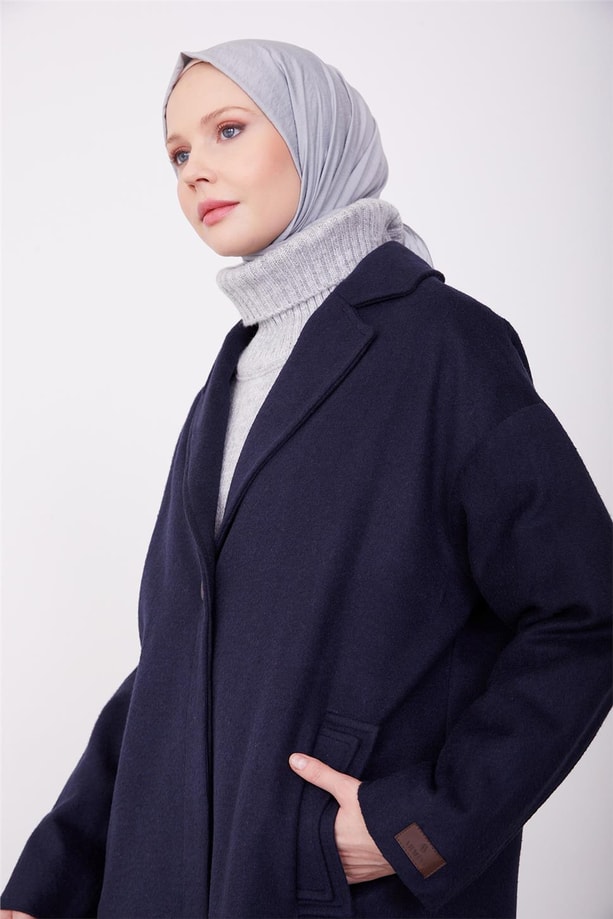 Armine tek düğmeli kaban 23K7202 Lacivert