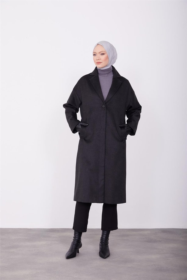 Armine tek düğmeli kaban 23K7202 Siyah