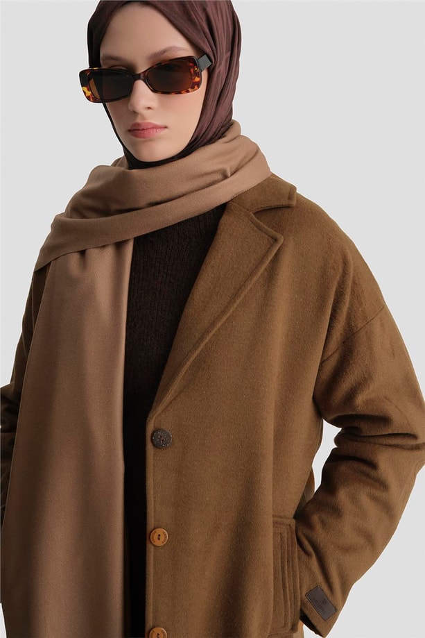 Armine Tek Düğmeli Kaban 23K7202 Taba