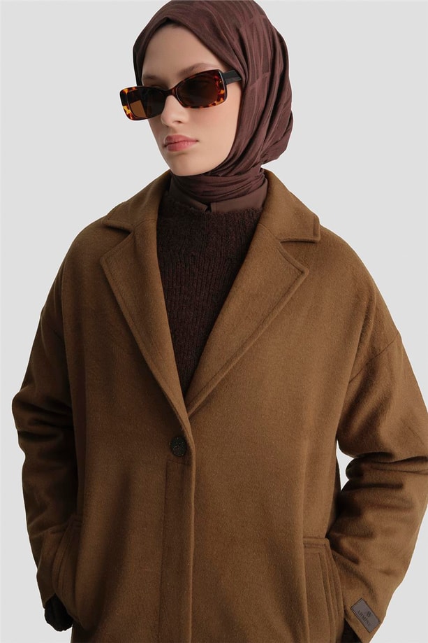 Armine Tek Düğmeli Kaban 23K7202 Taba