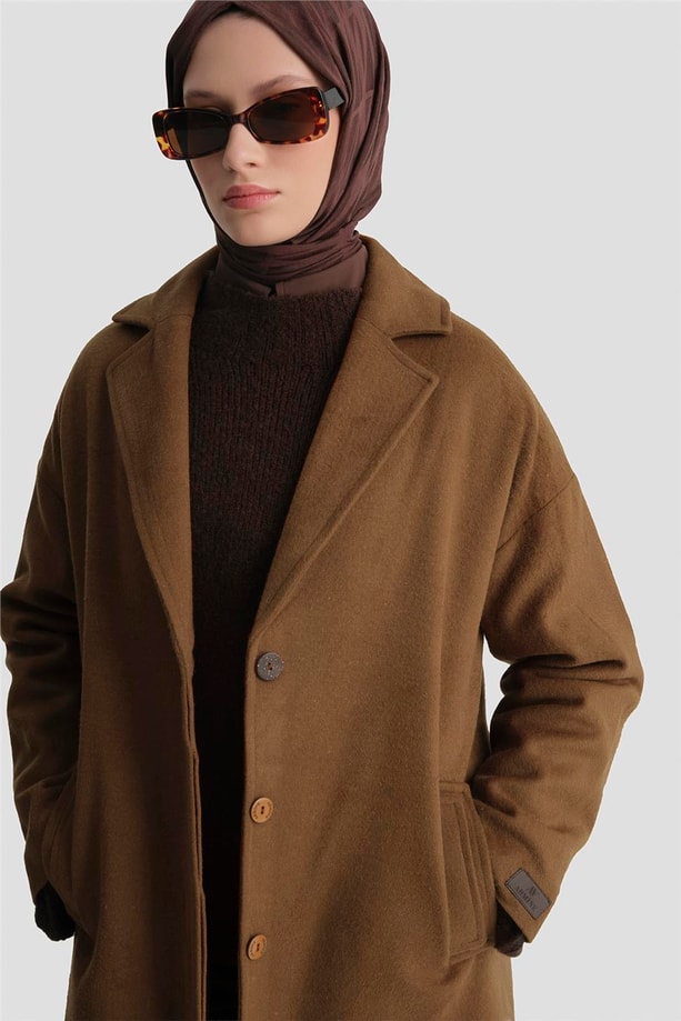 Armine Tek Düğmeli Kaban 23K7202 Taba