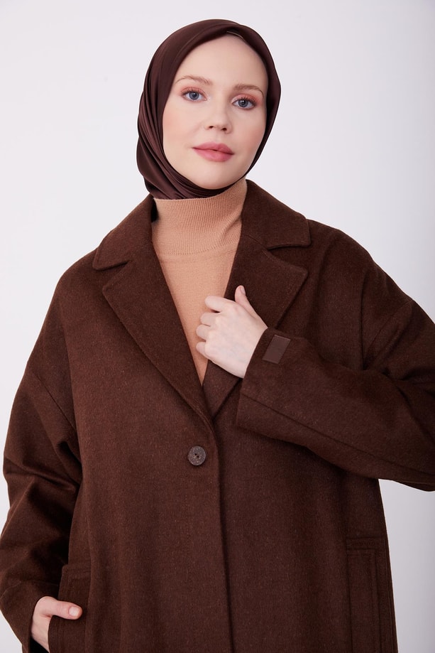 Armine tek düğmeli kaban 23K7202 Acı Kahve
