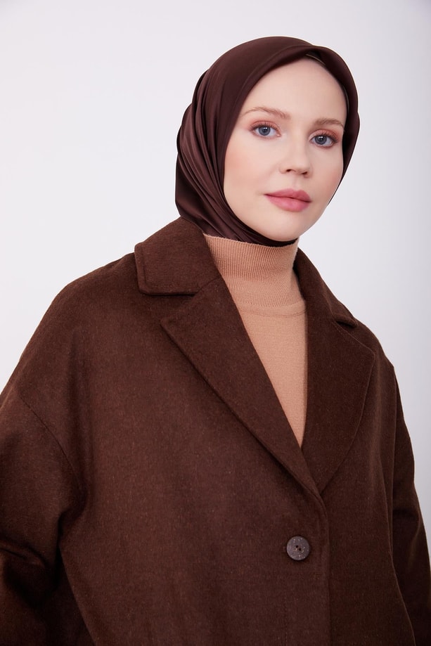 Armine tek düğmeli kaban 23K7202 Acı Kahve