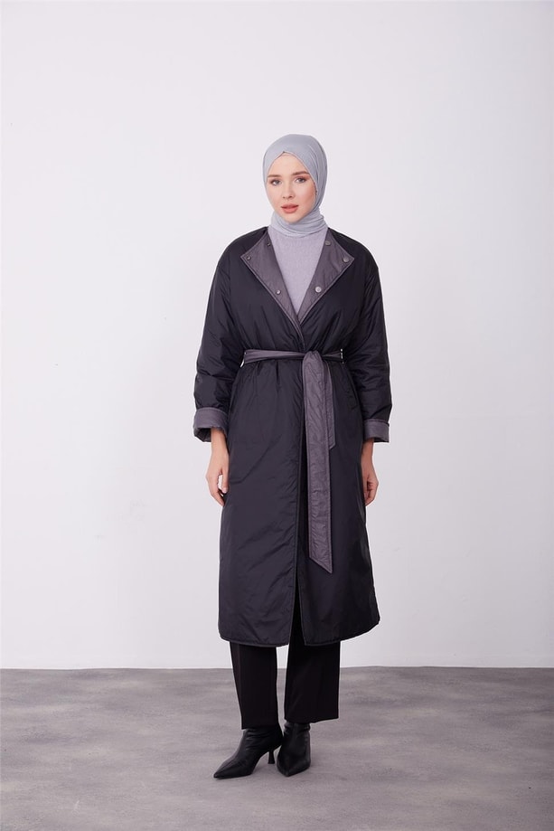 Armine çift tarflı giyilebilen 2 renkli kap 23K7207 Siyah