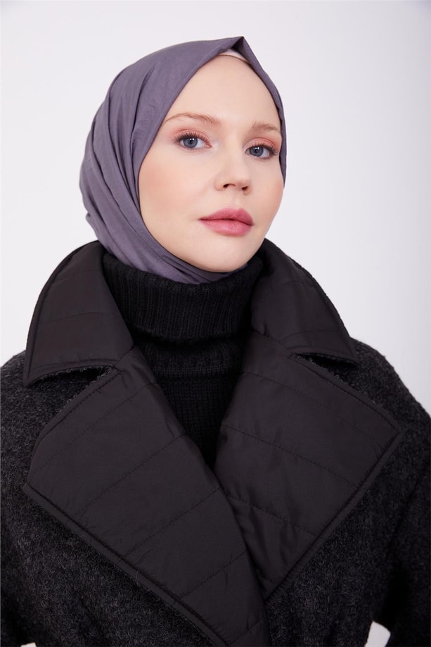 Yakası yağmurluk garnili kaban 23K7229 Siyah