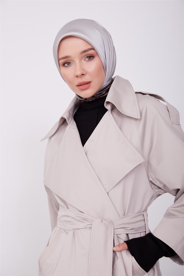 Armine oversize geniş yakalı pardesü 23K8503 Açık Bej