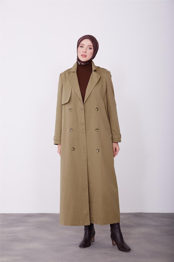 Armine Tek Allerli Su İtici Yumuşak Kumaşlı Pardesü 23K8507 Camel