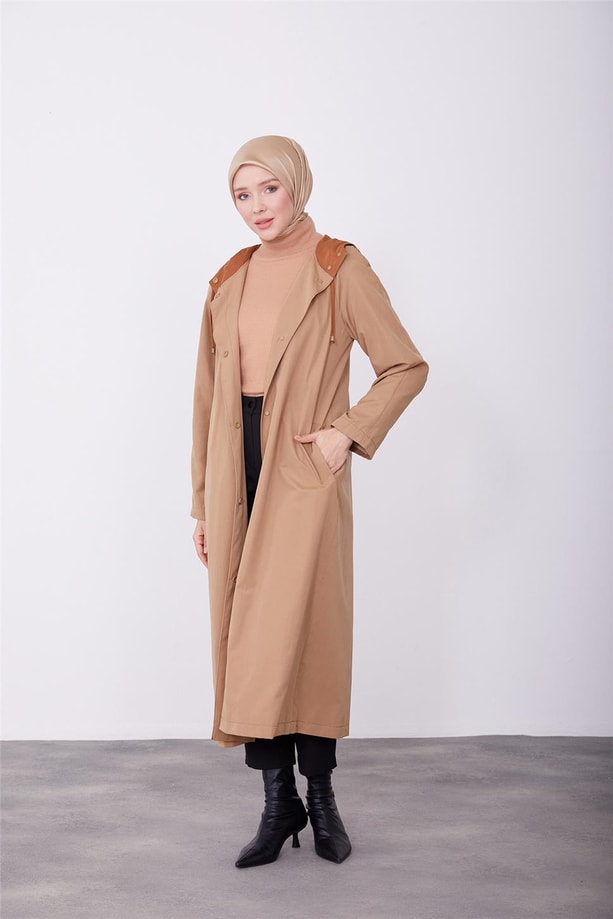 Armine Çıtçıtlı Pardesü 23K8512 Camel