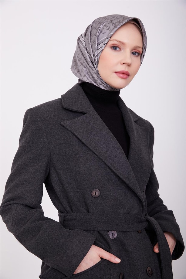 Armine vatkalı blazer manto 23K8604 Antrasit