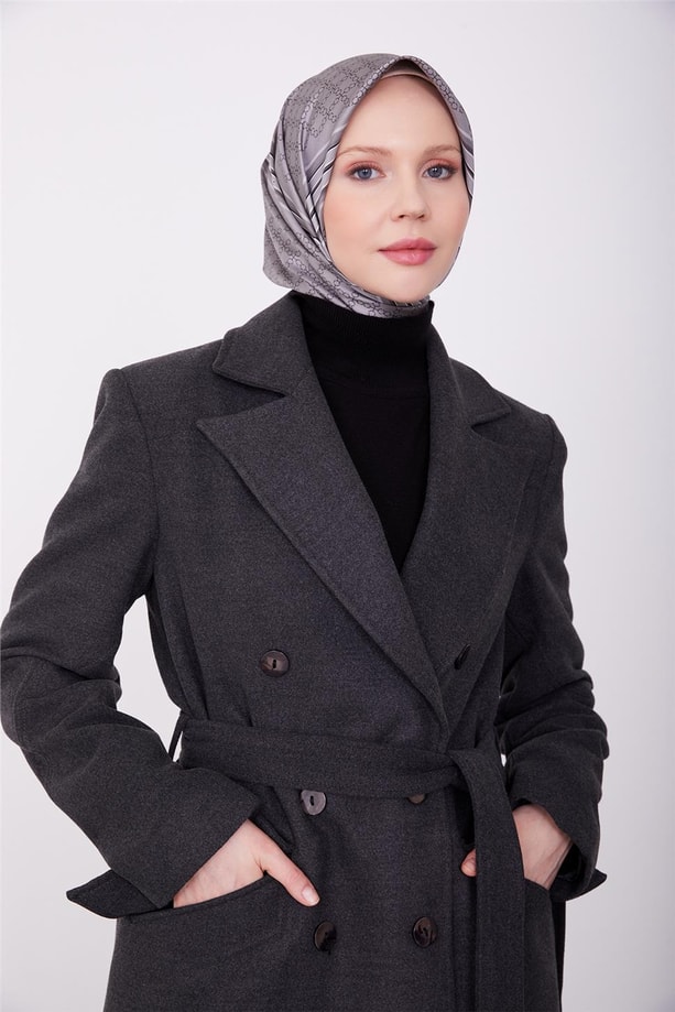 Armine vatkalı blazer manto 23K8604 Antrasit