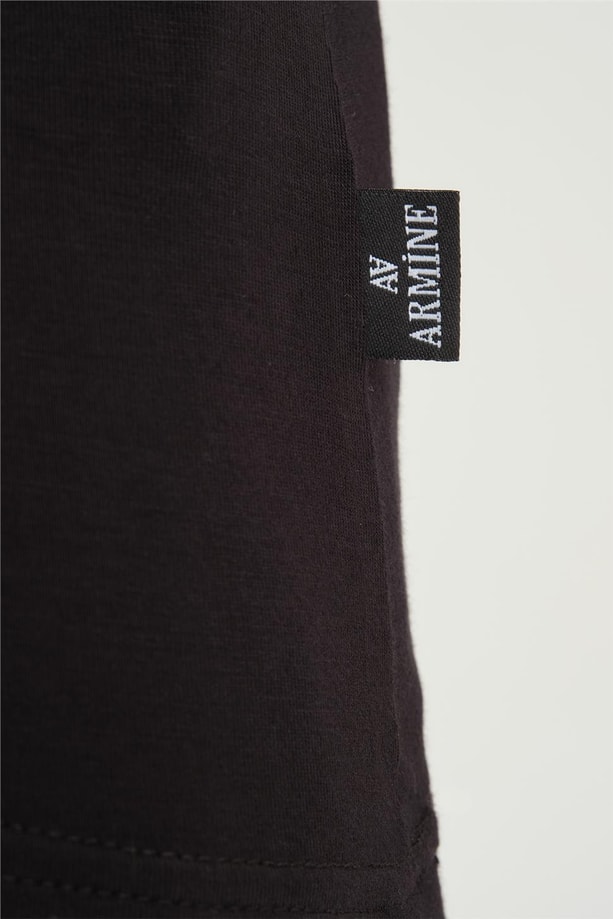 Armine Uzun Kol Balıkçı Yaka Badi 23KD9039 Siyah