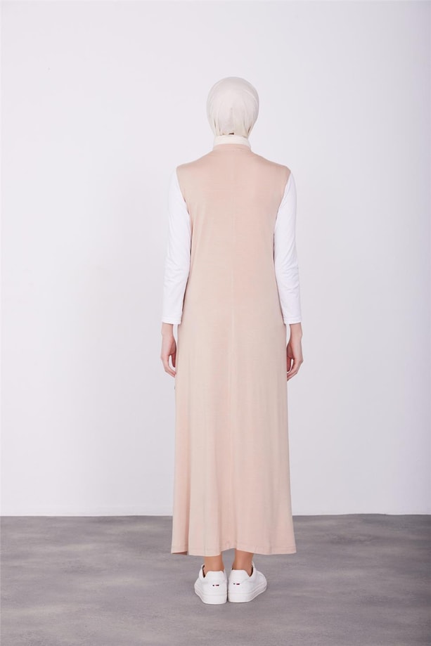 Armine Sıfır Kol İçlik Elbise 23KD9041 Bej