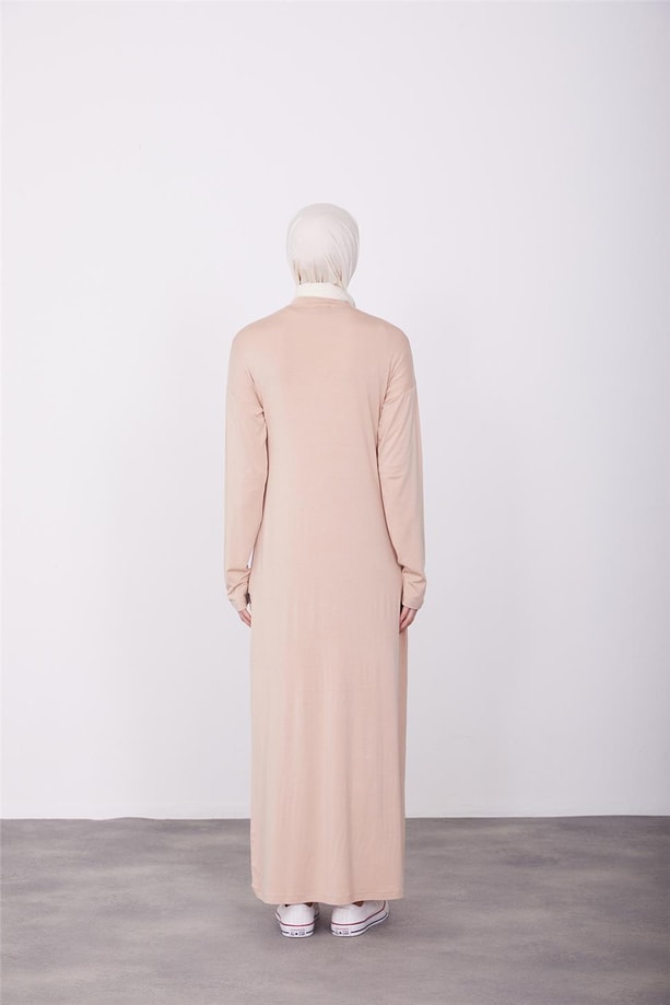 Armine Uzun Kol İçlik Elbise 23KD9042 Bej