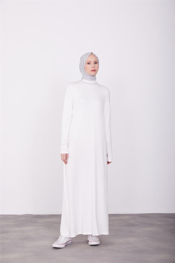 Armine Uzun Kol İçlik Elbise 23KD9042 Ekru