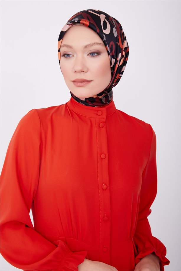 Armine Kaplama Düğmeli Elbise 23K9712 Kırmızı