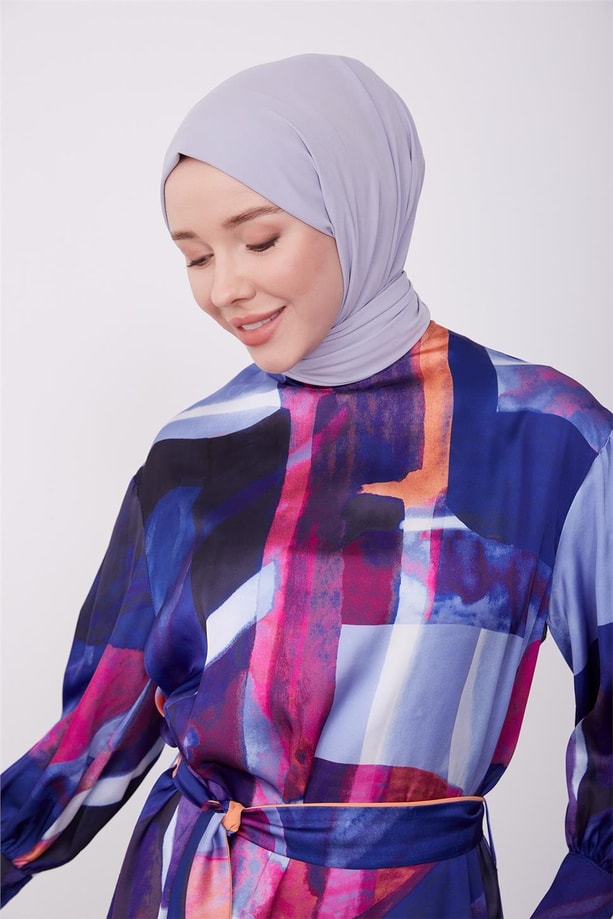 Armine Desenli Elbise 23K9714 Morcivert