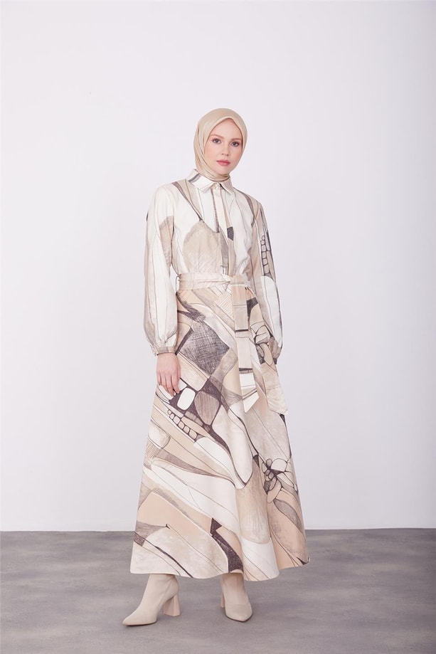 Armine Empirme Gabardin Elbise 23K9715 Bej