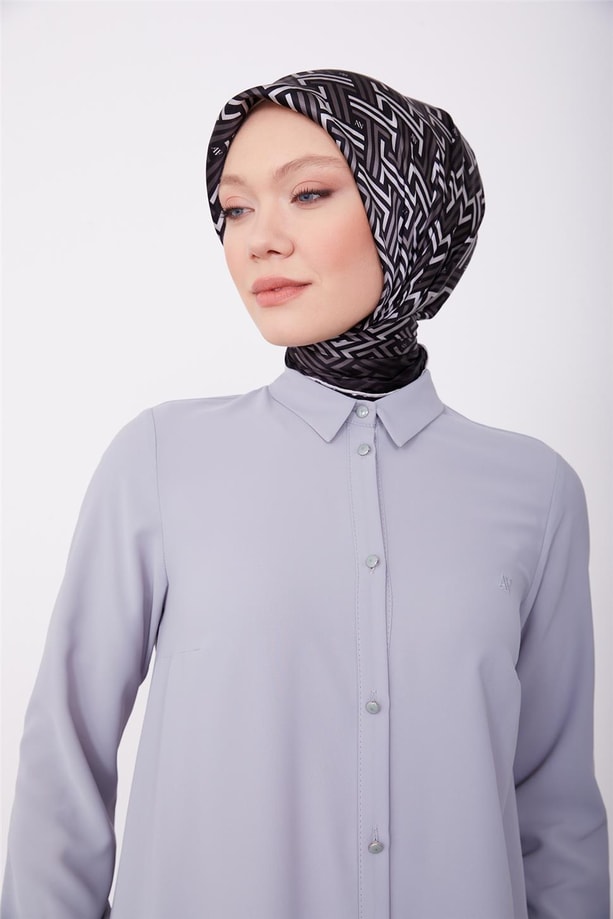 Armine Uzun Kollu Armine Logolu Tunik 23KH411 Gri