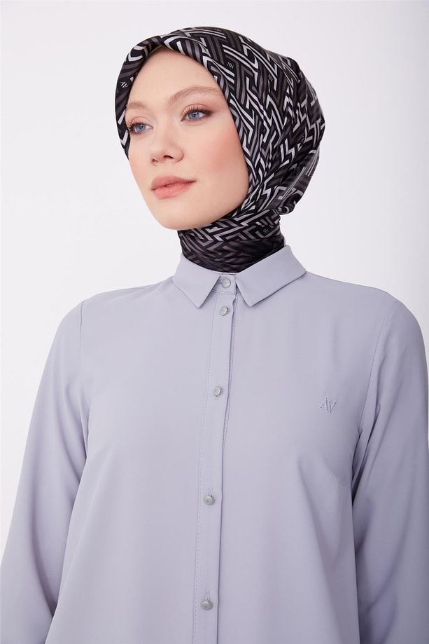 Armine Uzun Kollu Armine Logolu Tunik 23KH411 Gri
