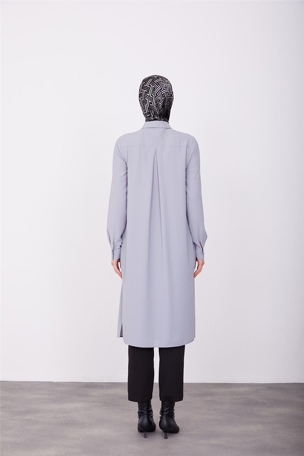 Armine Uzun Kollu Armine Logolu Tunik 23KH411 Gri