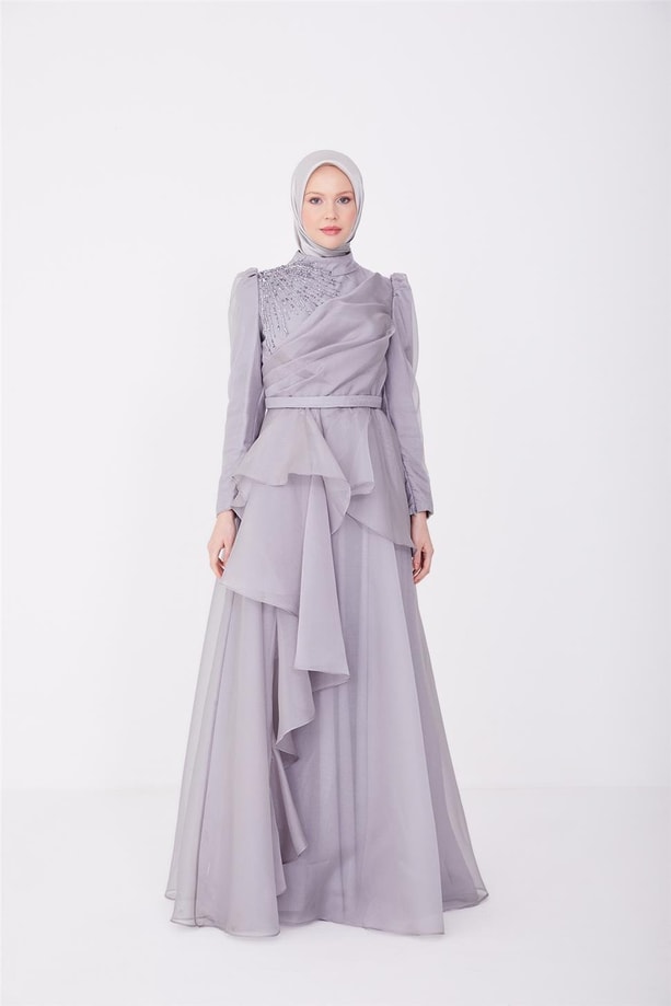 Armine Abiye Elbise 23YD1902 Gri