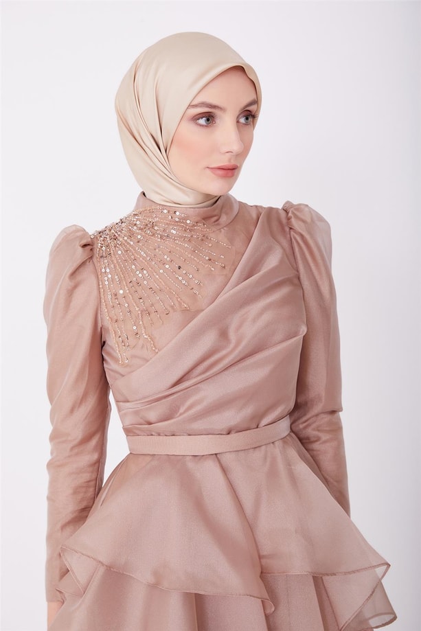 Armine Abiye Elbise 23YD1902 Vizon