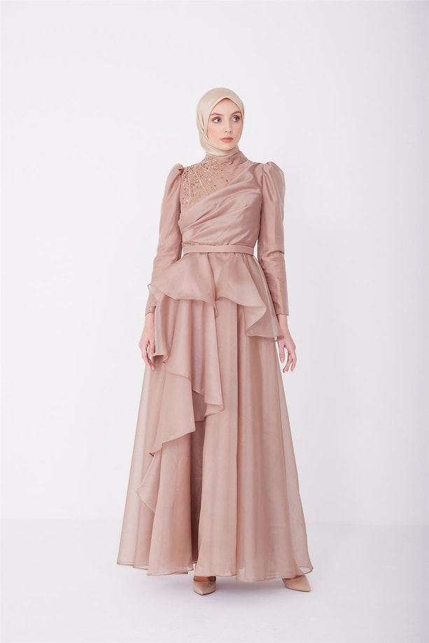 Armine Abiye Elbise 23YD1902 Vizon