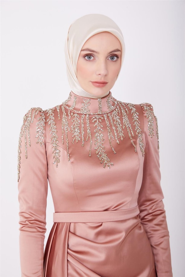 Armine Abiye Elbise 23YD1904 Bisküvi