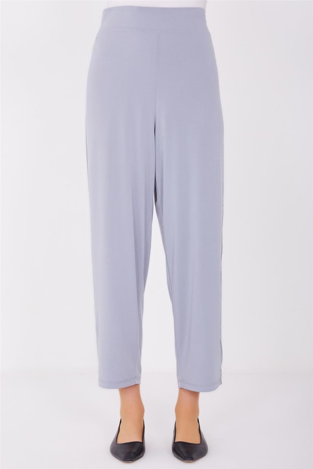 Armine Zincir Şeritli Örme Pantolon 23Y2406 Gri