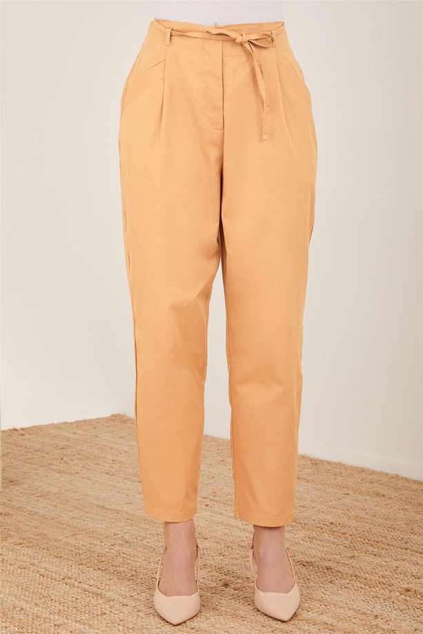 Armine Arkası Lastikli Pamuk Pantolon 23Y2409 Camel