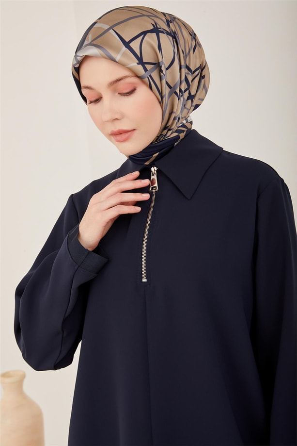 Armine Polo Yaka Grogrenli Bluz 23Y3303 Lacivert