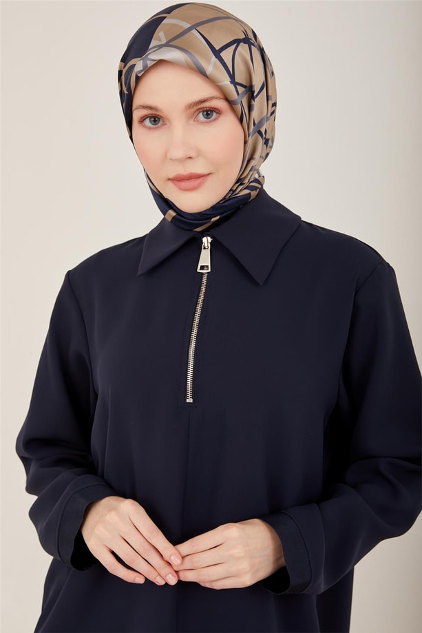 Armine Polo Yaka Grogrenli Bluz 23Y3303 Lacivert