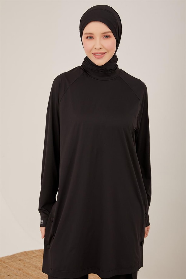 Armine Çıtçıtlı Örme Spor Bluz 23Y3304 Siyah