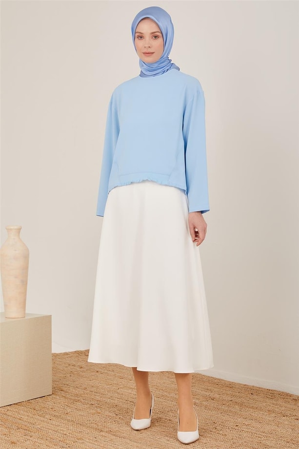 Armine Önü Ribana Detaylı Bluz 23Y3306 Bebe Mavi