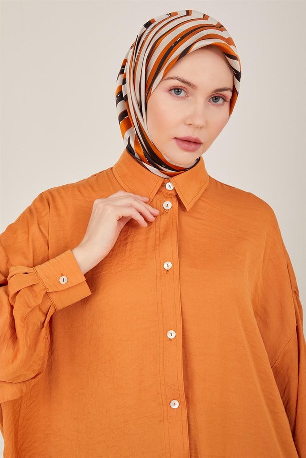 Armine Oversize Basic Gömlek 23Y3343 Karamel