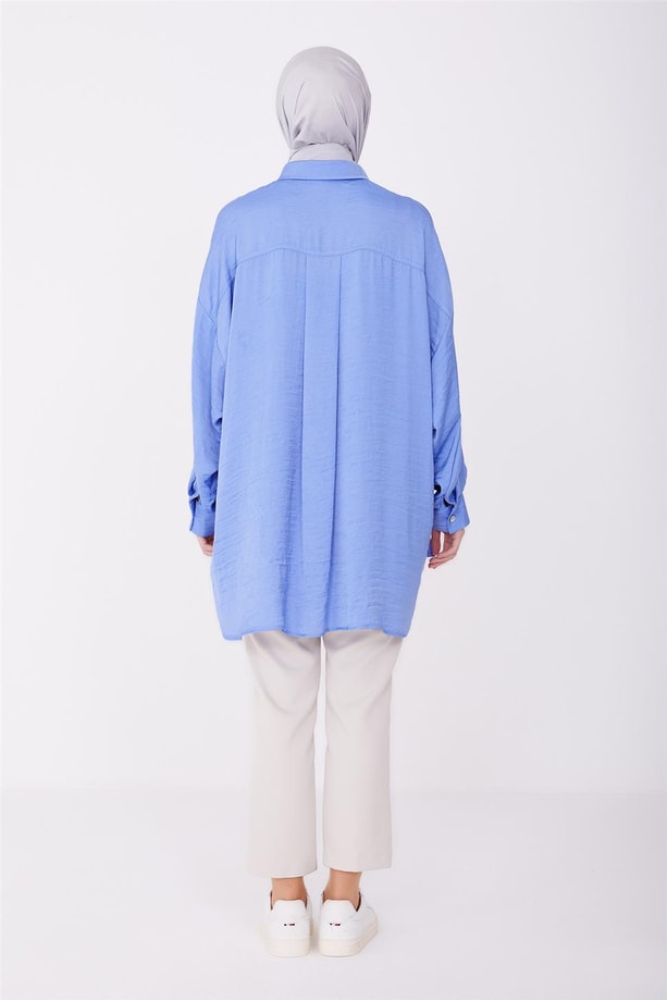 Armine Oversize Basic Gömlek 23Y3343 Kobalt