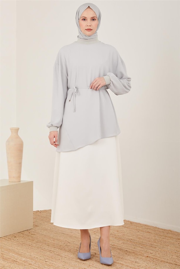 Armine Ribanalı Bluz 23Y3349 Gri