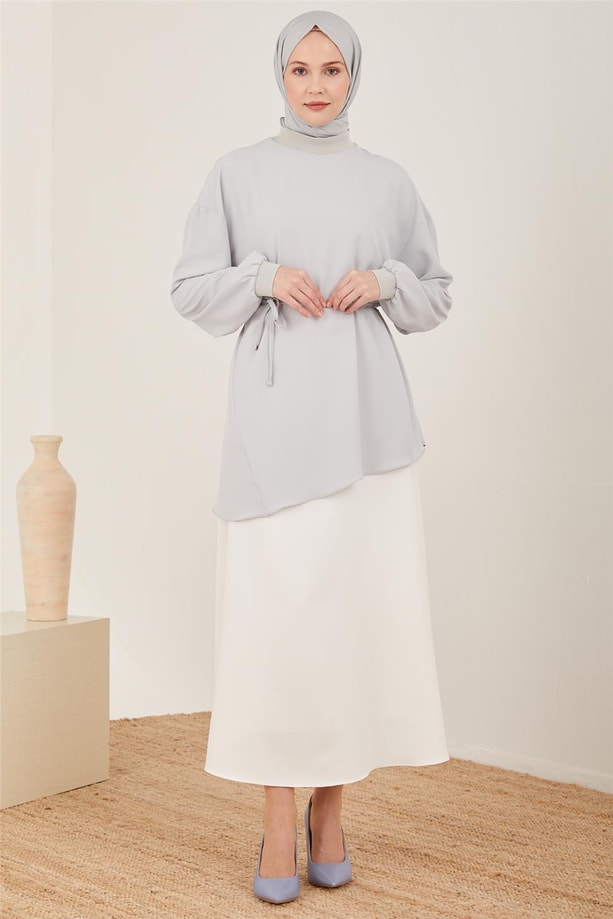 Armine Ribanalı Bluz 23Y3349 Gri