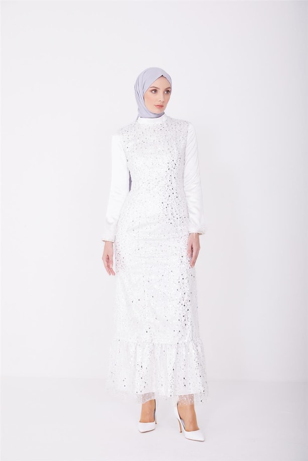Armine Abiye Elbise 23YD3350 Beyaz