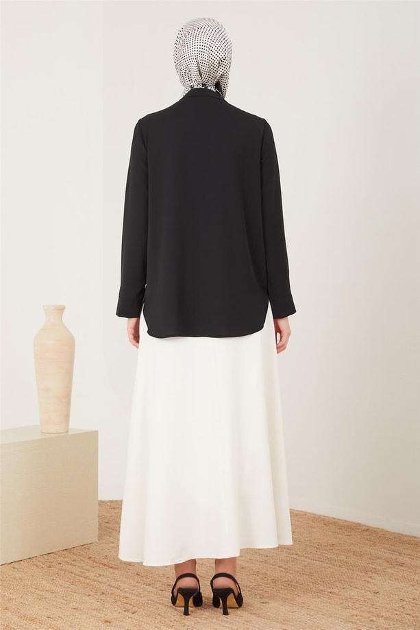 Önü gizli fermuar detaylı bluz 23Y3359 Siyah