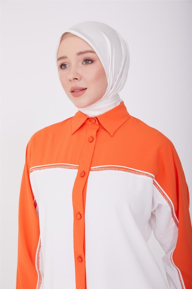 Armine Gömlek 23YD3373 Oranj