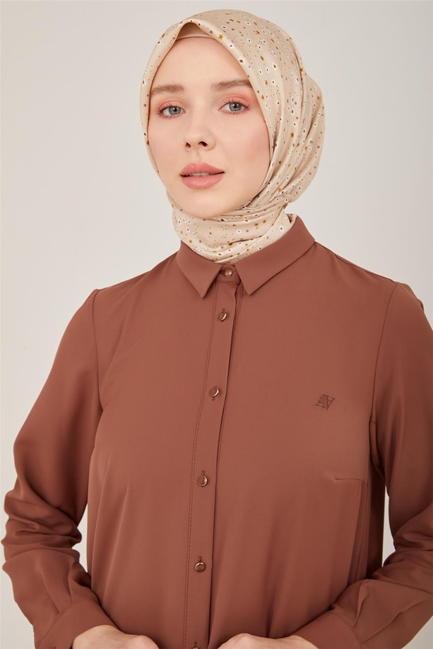 Armine Uzun Kollu Armine Logolu Tunik 21KH411 Bronz